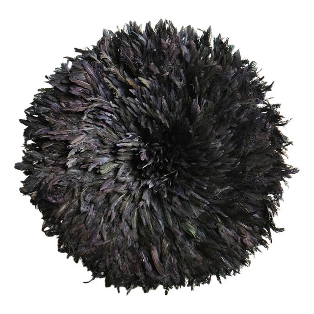 Vintage African Modern Jet Black Juju Hat Wall Art For Sale