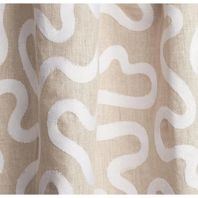 Schumacher Sample - Schumacher Riley Embroidery Fabric in Ivory on Natural For Sale - Image 4 of 5