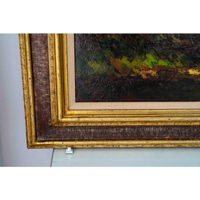 Large Dutch Hague School Windmill Landscape Oil Painting with Polder Lake & Sailboat by Victor Bauffe, Circa 1900, Framed For Sale - Image 11 of 18