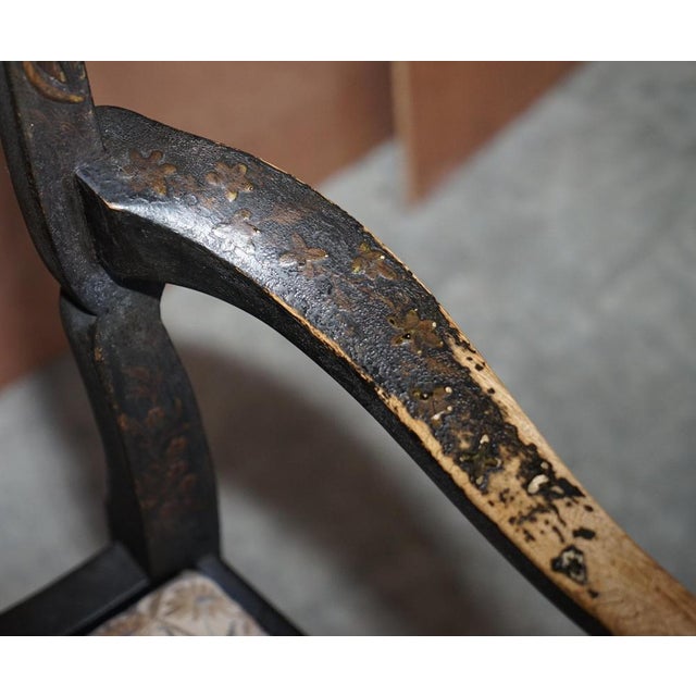Georgian Chinoiserie Black Lacquer Armchair, 1800s For Sale - Image 4 of 18