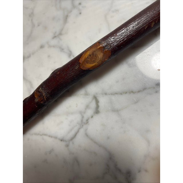 Wood Antique Folk Art Hand Carved Wood Cane Walking Stick 36” For Sale - Image 7 of 8