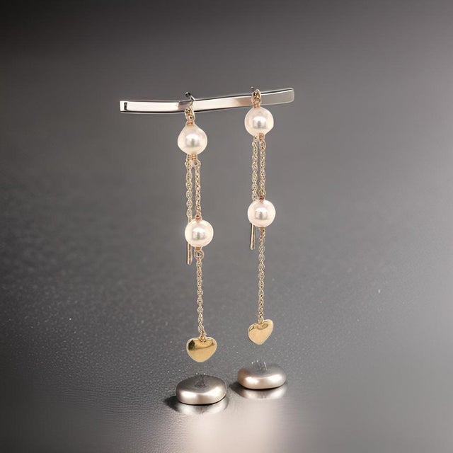 Japanese Akoya Pearl Earrings set in 14 KT Gold Certified $890 013428 This is a One of a Kind Unique Custom Made Glamorous...