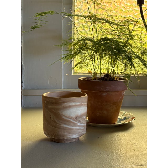 1990s Handmade Italian Terracotta Marbleized Planter by Conley Exclusive, Florence Italy For Sale - Image 4 of 10