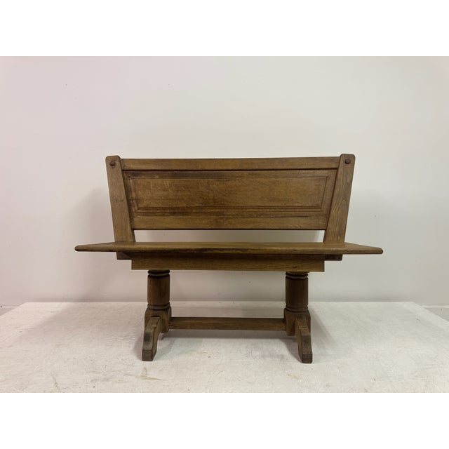 1960s Vintage Belgian Oak Bench by De Puydt, 1960s For Sale - Image 5 of 15