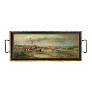 Fox Hunt Scene Decorative Tray With Brass Handles