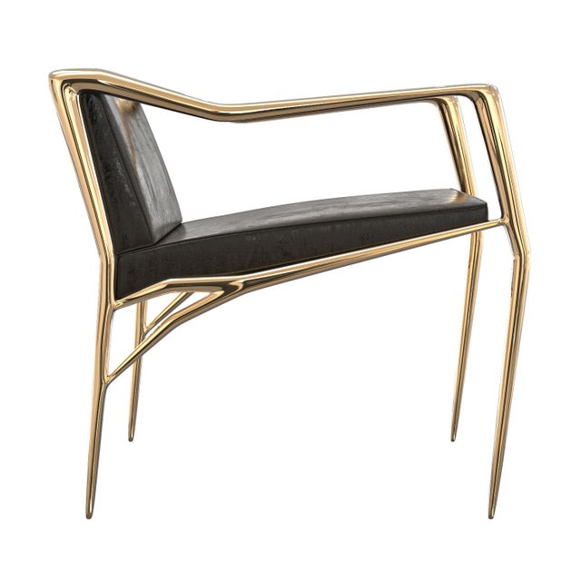 "Inizio" Dining Room Chair With Bronze and Tailor Made Leather For Sale - Image 4 of 6