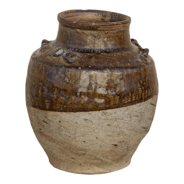 Burmese Brown Glazed Terracotta Pot For Sale
