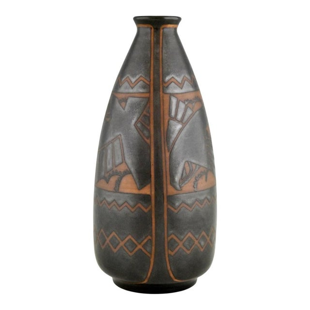 Ceramic Art Deco Stoneware Ceramic Vase with Birds by Charles Catteau for Boch Frères, Keramis, 1925 For Sale - Image 7 of 13