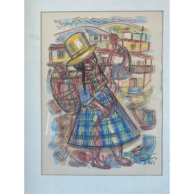 Pair of Vintage 1960s Latin American Watercolors of Dancers in Native Costumes For Sale In Tampa - Image 6 of 12
