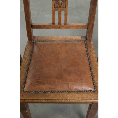 Brown Art Nouveau Style Oak & Sheepskin Dining Chairs, Set of 4 For Sale - Image 8 of 16