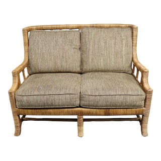 Braxton Culler Split Reed Bamboo Rattan Loveseat Settee For Sale