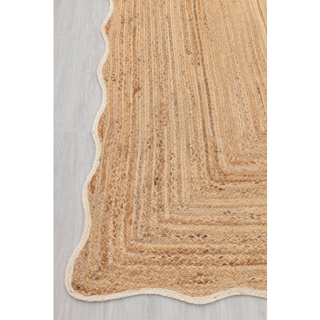 White Wave Scallop Edge Jute Rug 2x4Ft. For Sale - Image 6 of 12