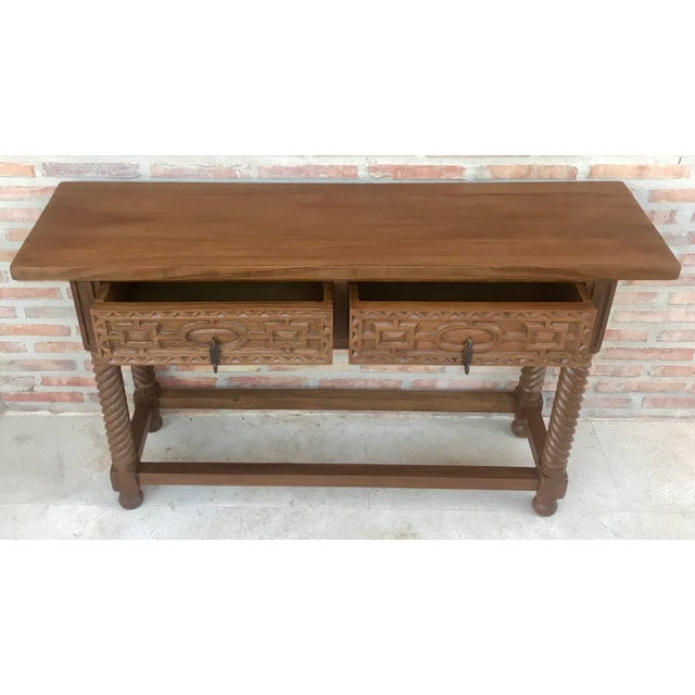 19th Century Spanish Iron and Carved Walnut Console Table For Sale - Image 14 of 18