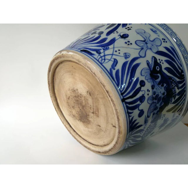 Chinese Blue and White Oriental Fish Bowl Planter For Sale - Image 10 of 11