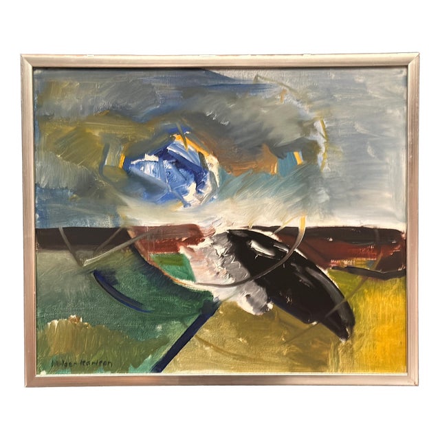 Holger Karlson, Swedish Composition, 1960s, Oil on Canvas, Framed For Sale