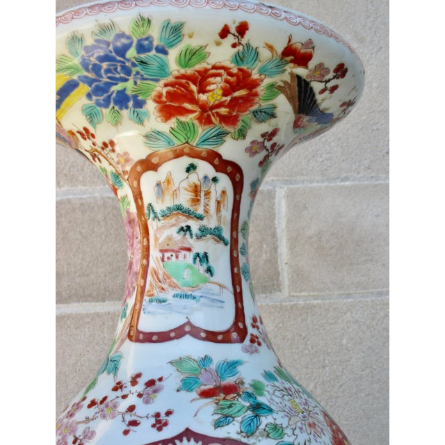 Antique Japanese vase, wired to modern lighting. Double s-socket with pull chain on/off. Inline on/off on cord. The scene...
