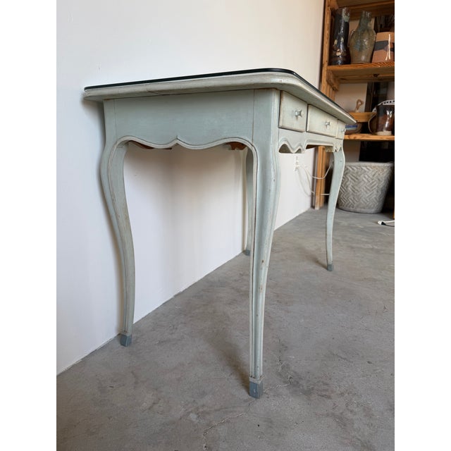 Vintage Italian French Provincial Louis XV Style Writing Desk With Glass Top For Sale - Image 9 of 12