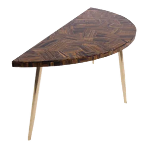 Golden Tiger Eye Coffee Table With Semi Precious Stone Top & Brass Finish Metal Legs