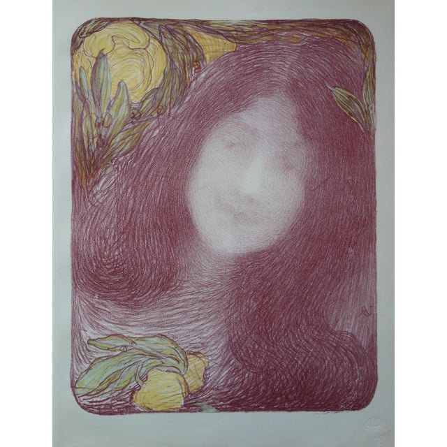 Edmond Aman Jean, Under the Flowers, Original Lithograph For Sale