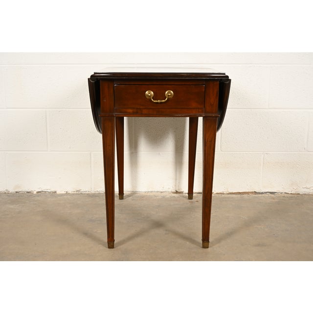 English Ethan Allen Georgian Cherry Wood Drop Leaf Pembroke Side Table, Circa 1970s For Sale - Image 3 of 16