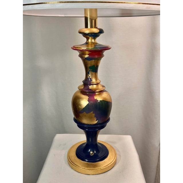 Vintage Newly Hand Gilt Brass Table Lamp With Shade For Sale - Image 6 of 12