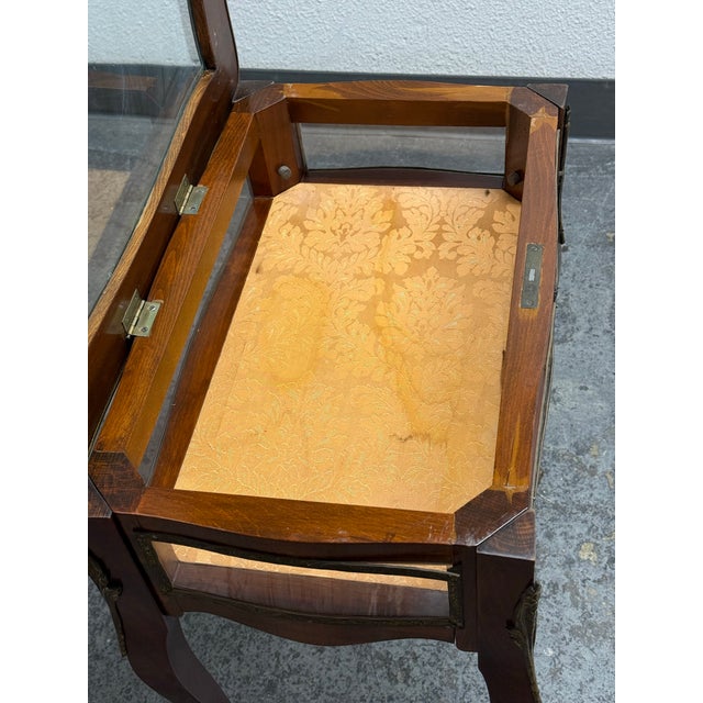 Wood Louis XV Style Glass Top Vitrine Display Table, Vintage For Sale - Image 7 of 12