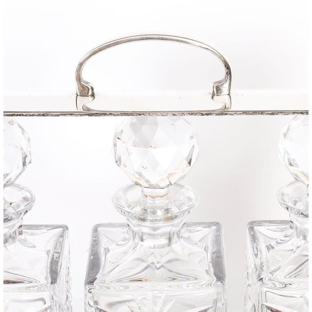 Late 20th Century English Silver-Plated 3-Bottle Tantalus, Set of 4 For Sale - Image 6 of 14
