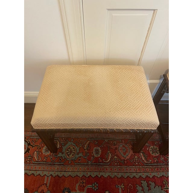 Wood Pair of Drexel Chippendale Style Chinoiserie Stools For Sale - Image 7 of 8