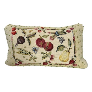 Vintage Needlepoint Lumbar Decorative Pillow For Sale