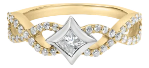 10K Two Tone Color 5/8 Cttw Diamond Kite and Twist Shank Ring (H-I Color,SI2-I1 Clarity) - Size 7