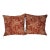 Pair of Linen & Rayon Orange With Beige Leaf Design Feather Throw Pillows For Sale