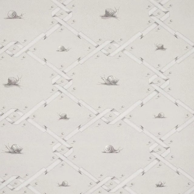 Schumacher Sample - Schumacher Ouvrez Moi Wallpaper, Grey For Sale - Image 4 of 4