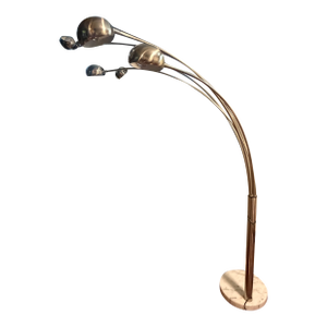 Vintage 5-Light Chrome Arc Floor Lamp With Marble Base