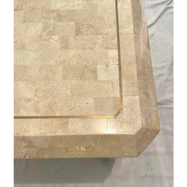 1980s 1980's Tessellated Stone and Inlay Brass Side Table Attributed to Maitland-Smith For Sale - Image 5 of 12