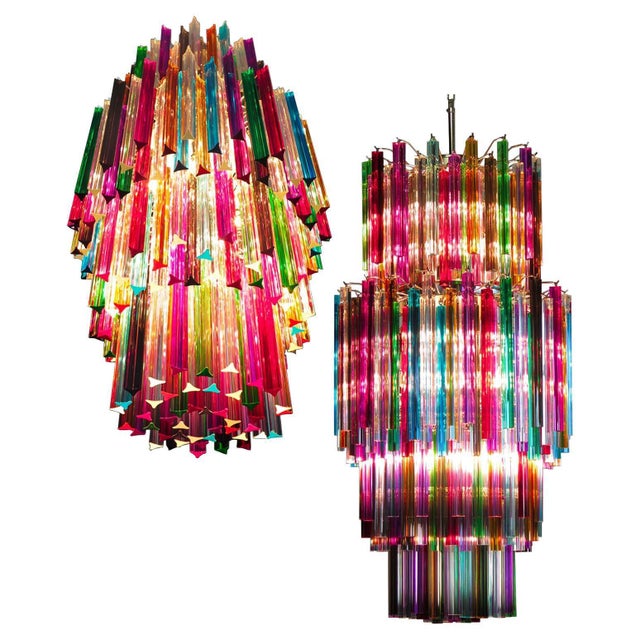 Italian Murano Arlecchino Glass Chandeliers, 1990s, Set of 2 For Sale - Image 12 of 14