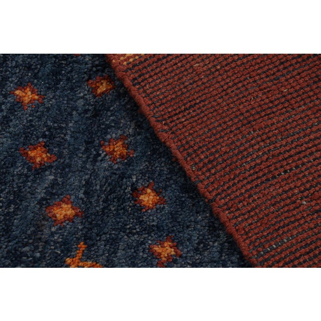 Blue Rug & Kilim’s Oversized Moroccan Style Rug in Blue With Rust Geometric Patterns For Sale - Image 8 of 8