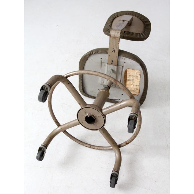 Vintage 1970s All-Steel Industrial Adjustable Stool For Sale - Image 12 of 14