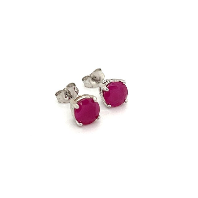 Red Natural Ruby Stud Earrings 14k Gold 1.91 TCW 1.28 Grams Certified For Sale - Image 8 of 11