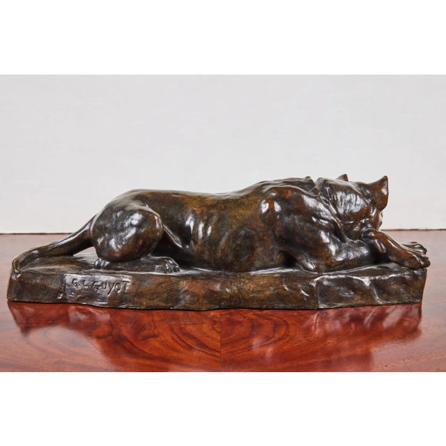 Georges Lucien GuyotSigned, Bronze Sculpture of Resting Dog, circa 1925 For Sale - Image 4 of 7