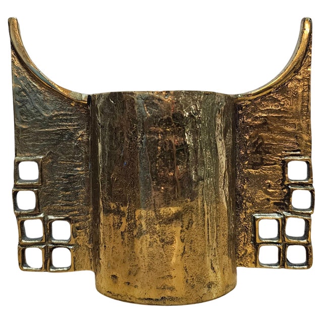 Sculptural Brutalist Gilt Bronze Candleholder by Heinz Goll, 1960s For Sale