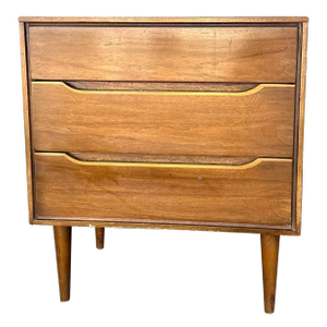 Mid Century Modern Wood Three-Drawer Nightstand