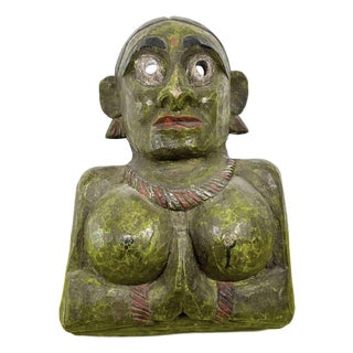 Vintage Carved Wood Sculpture Mask For Sale