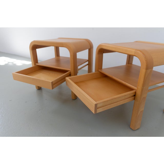 Wood Danish Bedside Tables in Beech by Villy Nørgaard, 1980s, Set of 2 For Sale - Image 7 of 16