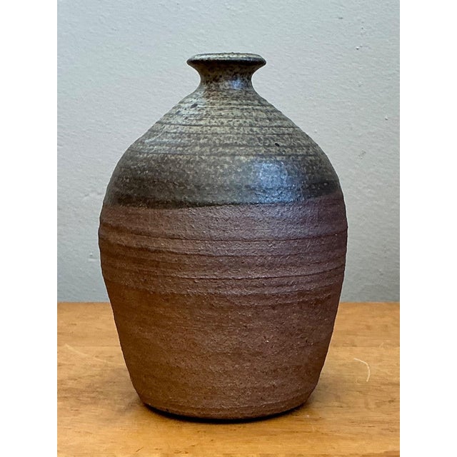 Vintage Textured Studio Pottery Vase For Sale - Image 11 of 16