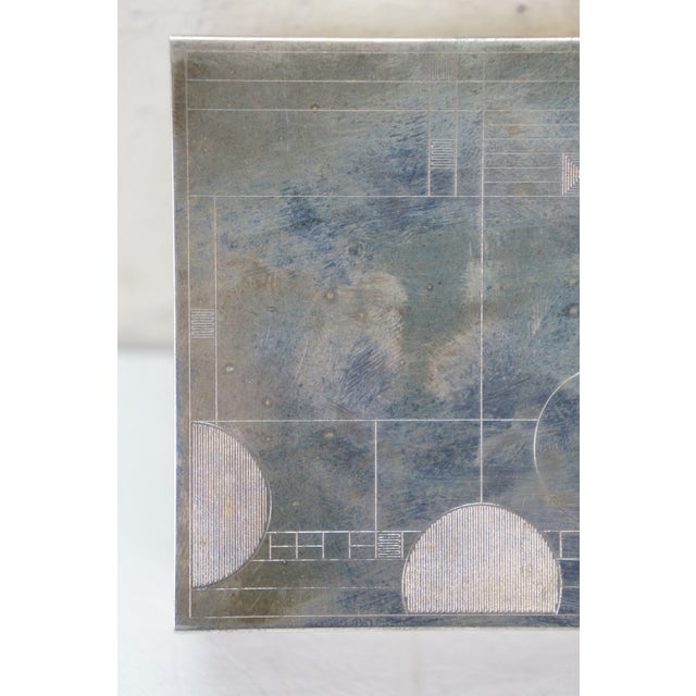 Mid 20th Century Mid 20th Century Etched Silverplate Art Deco Mahogany Sliding Cigarette Keepsake Box 5" For Sale - Image 5 of 14