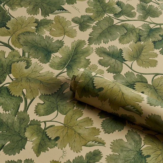 Schumacher Sample - Schumacher Edinburgh Vine Wallcovering In Forest For Sale - Image 4 of 5
