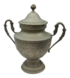 Antique Engraved Moroccan Rustic Silver Urn with Handles