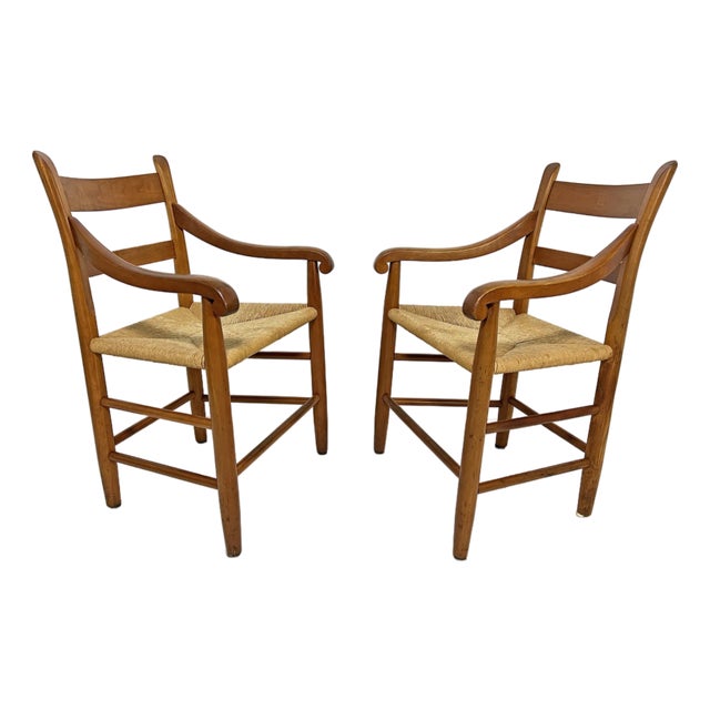C. 1970s Charles Webb Modernist Farm Chairs in Cherry, - A Pair For Sale