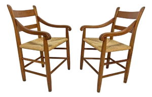 C. 1970s Charles Webb Modernist Farm Chairs in Cherry, - A Pair