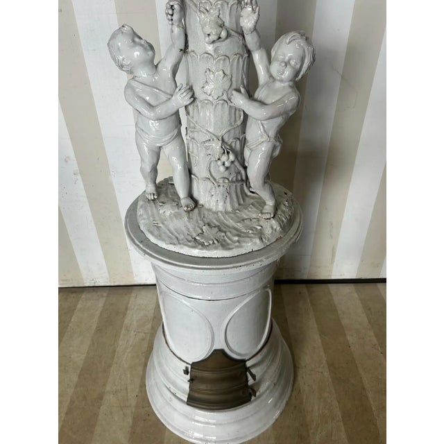 19th Cent Continental Faience Stove With Palm Tree and Cherubs, Likely Swedish For Sale - Image 9 of 14